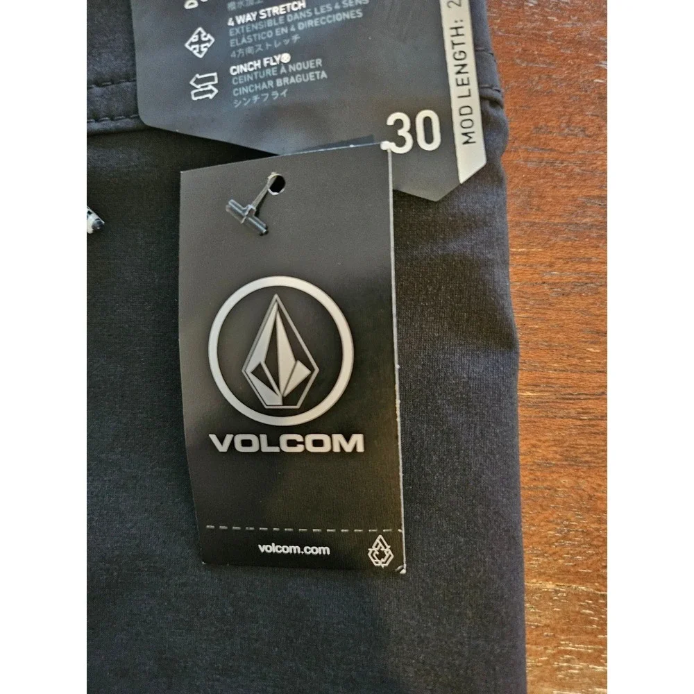 Volcom Lido Solid Mod 20 Board Shorts Mens 30 Black Mod-Tech A0812121